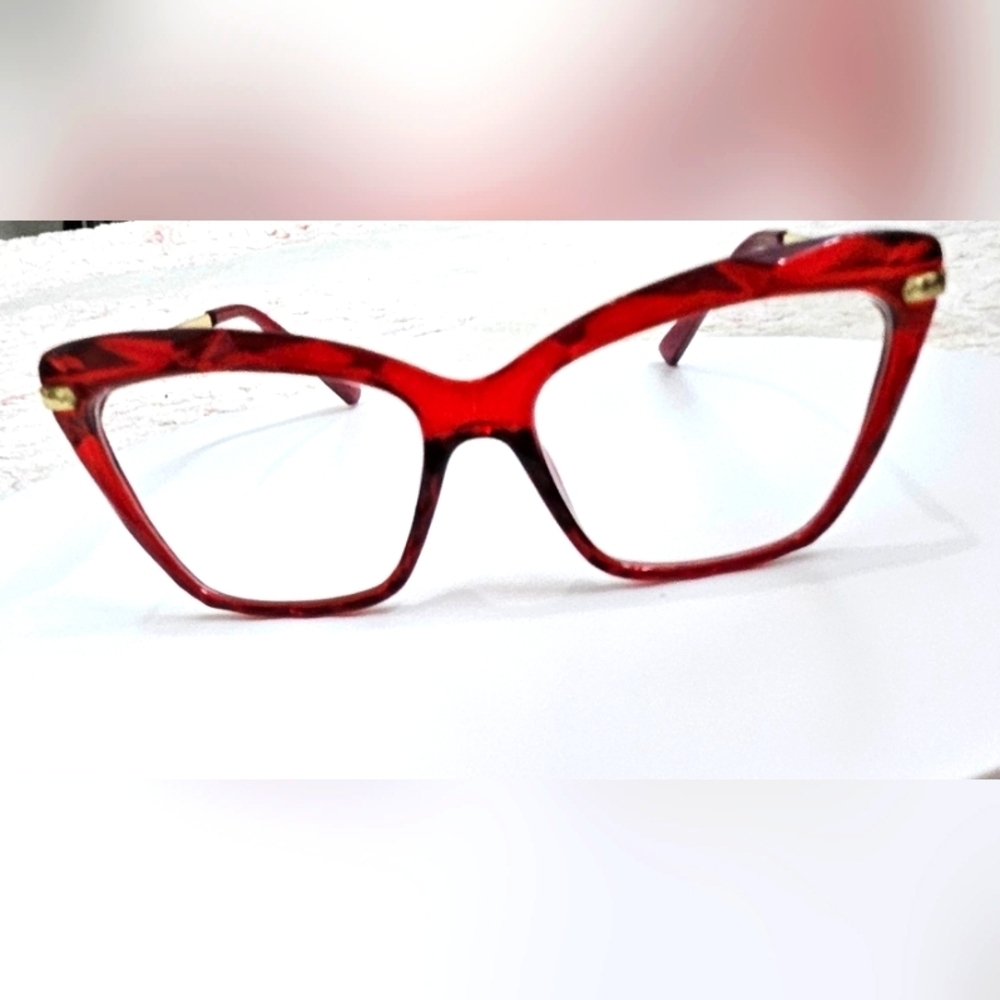 🌟NEW Vintage Clear Lens Women's Tortoise and Red Cat Eye Oversized Glasses🌟 - Picture 7 of 10